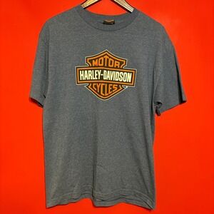 Harley Davidson Cycles T Shirt Blue Graphic Tee Mens Size L San Diego California